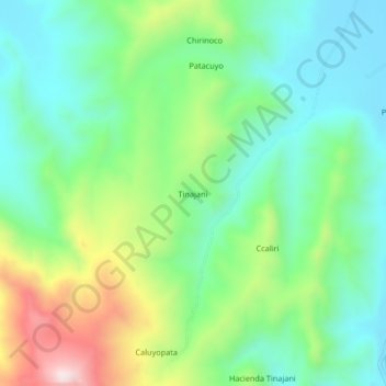 Mapa topográfico Tinajani, altitude, relevo