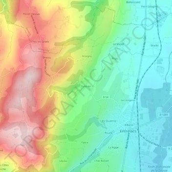 Mapa topográfico Futenex, altitude, relevo