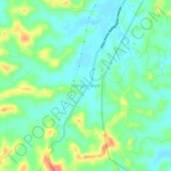 Mapa topográfico Margomulyo, altitude, relevo