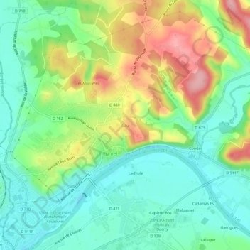 Mapa topográfico Gau, altitude, relevo