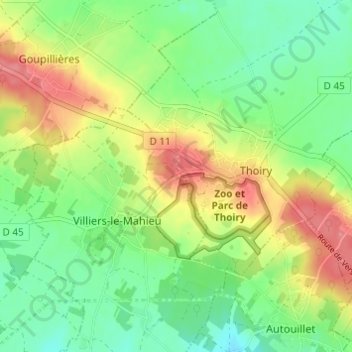 Mapa topográfico Le Cheneau, altitude, relevo