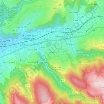 Mapa topográfico Le Cadet, altitude, relevo