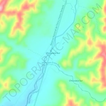 Mapa topográfico Chuquiaca Sur, altitude, relevo
