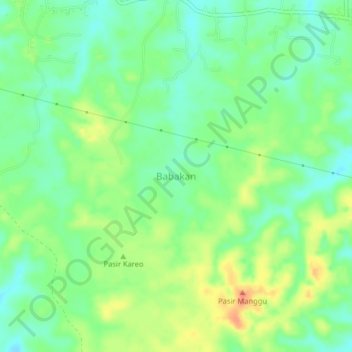 Mapa topográfico Babakan, altitude, relevo