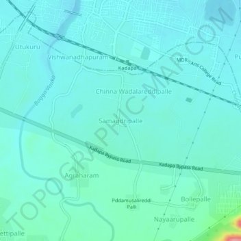 Mapa topográfico Samagdripalle, altitude, relevo