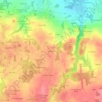 Mapa topográfico La Foltiere, altitude, relevo