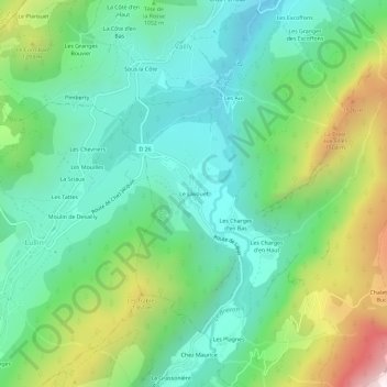 Mapa topográfico Le Lavouet, altitude, relevo