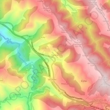 Mapa topográfico Ferreiras, altitude, relevo