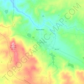 Mapa topográfico Sabugueiro, altitude, relevo