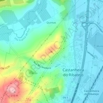 Mapa topográfico Castanheira, altitude, relevo