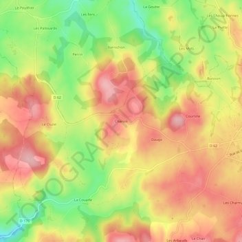 Mapa topográfico Chervin, altitude, relevo