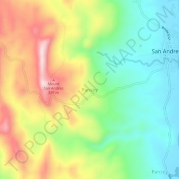 Mapa topográfico Pansoy, altitude, relevo