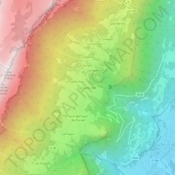 Mapa topográfico Le Guillot Bas, altitude, relevo