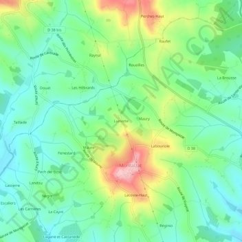 Mapa topográfico Lamotte, altitude, relevo