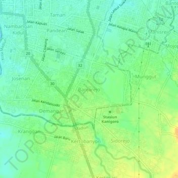 Mapa topográfico Banjarejo, altitude, relevo
