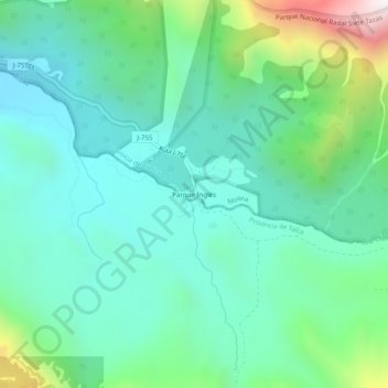 Mapa topográfico Parque Inglés, altitude, relevo