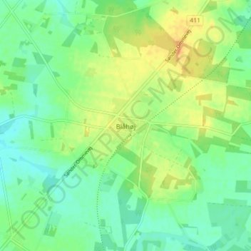 Mapa topográfico Blåhøj, altitude, relevo