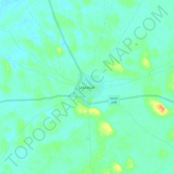 Mapa topográfico Jasrasar, altitude, relevo