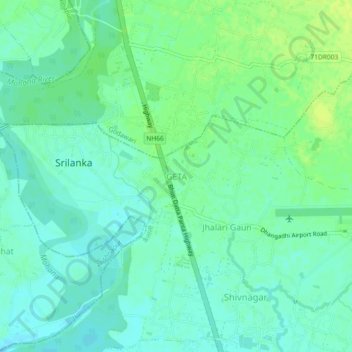 Mapa topográfico GETA, altitude, relevo