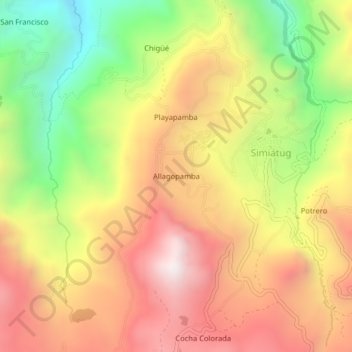 Mapa topográfico Allagopamba, altitude, relevo