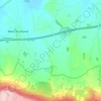Mapa topográfico Budleigh, altitude, relevo