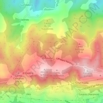 Mapa topográfico La Vara, altitude, relevo