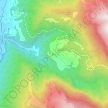 Mapa topográfico Caso, altitude, relevo