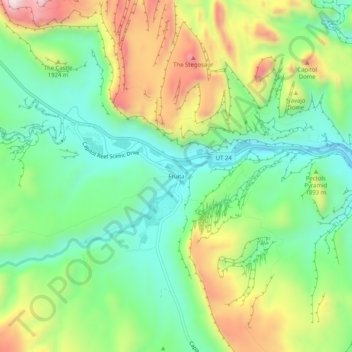 Mapa topográfico Fruita, altitude, relevo