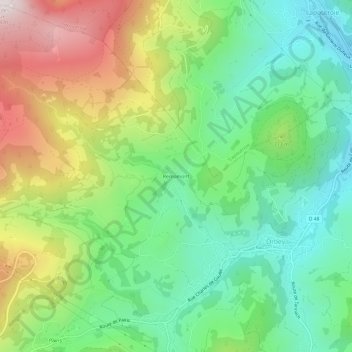 Mapa topográfico Remomont, altitude, relevo
