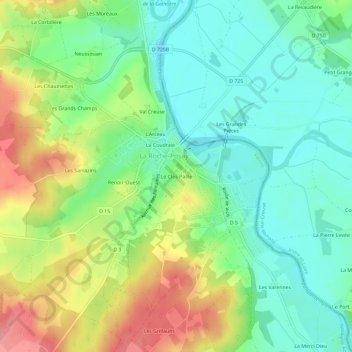 Mapa topográfico Le Clos Paille, altitude, relevo