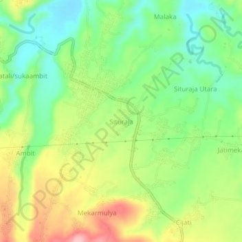 Mapa topográfico Situraja, altitude, relevo