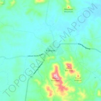 Mapa topográfico Kilkivan, altitude, relevo