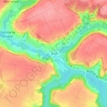 Mapa topográfico Pondron, altitude, relevo