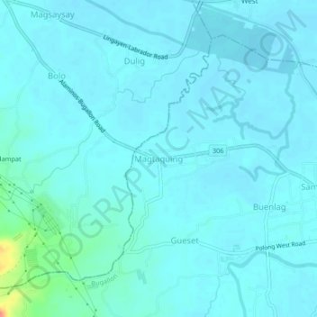 Mapa topográfico Magtaquing, altitude, relevo