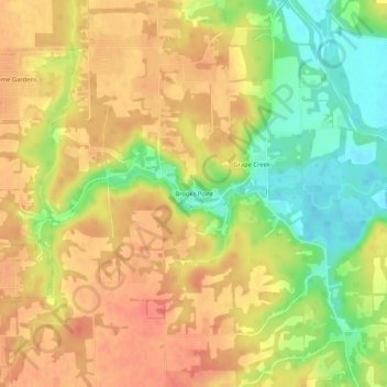 Mapa topográfico Brooks Point, altitude, relevo