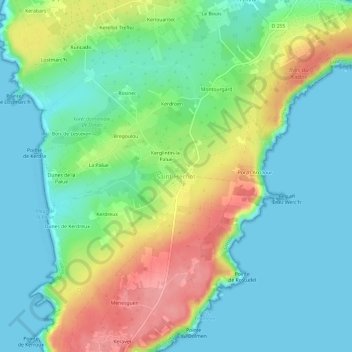 Mapa topográfico Saint-Hernot, altitude, relevo