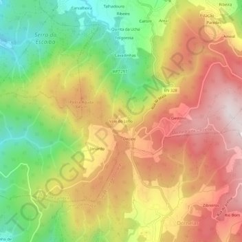 Mapa topográfico Vale do Lobo, altitude, relevo