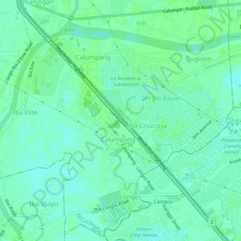 Mapa topográfico Santo Niño, altitude, relevo