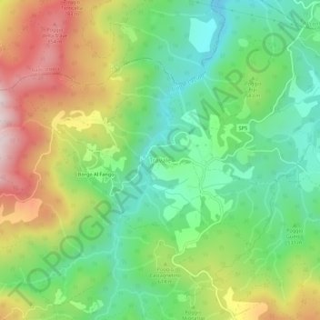 Mapa topográfico Travale, altitude, relevo
