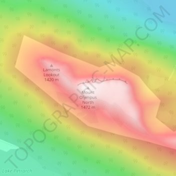 Mapa topográfico Mount Olympus North, altitude, relevo