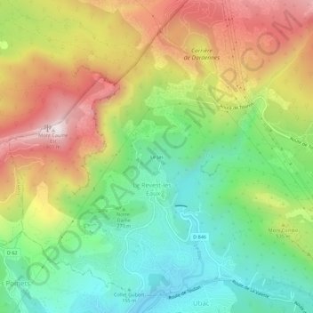 Mapa topográfico Le Jas, altitude, relevo