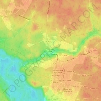 Mapa topográfico Le Moulin du Pont, altitude, relevo