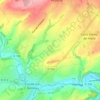 Mapa topográfico Bouilly, altitude, relevo