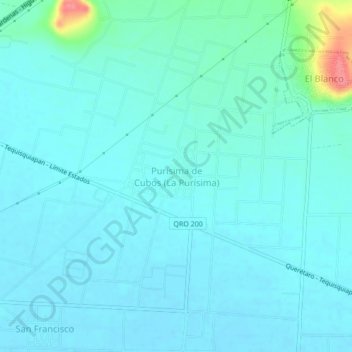 Mapa topográfico Purísima de Cubos (La Purísima), altitude, relevo
