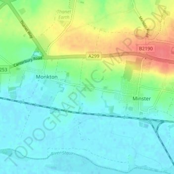 Mapa topográfico Hoo, altitude, relevo