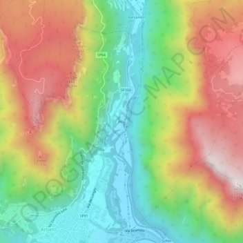 Mapa topográfico Pria, altitude, relevo