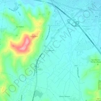 Mapa topográfico Sabanelli, altitude, relevo
