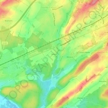 Mapa topográfico Candart, altitude, relevo