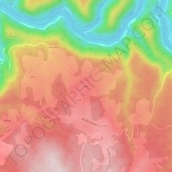 Mapa topográfico Lalo, altitude, relevo