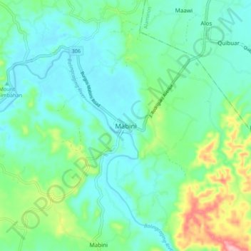 Mapa topográfico Mabini, altitude, relevo